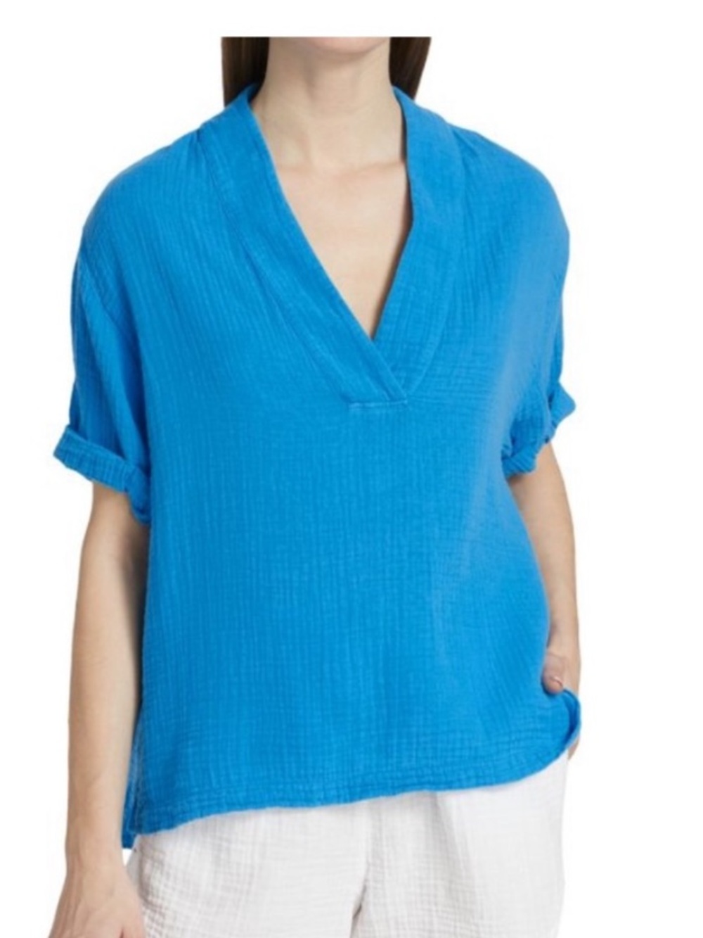 Xirena Avery Top V-Neck Cotton Gauze Boxy Blouse Size XS
